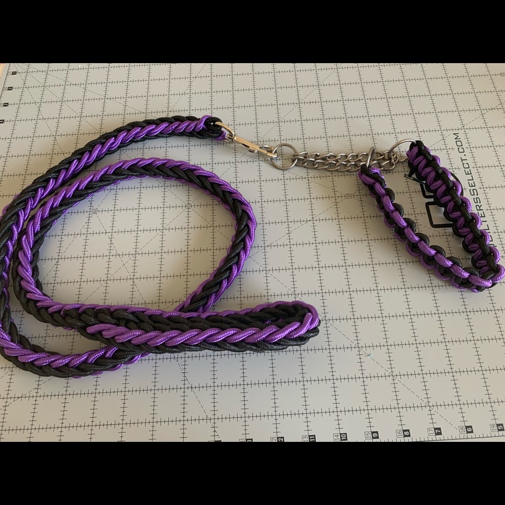 Dog leash and choke chain collar